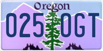 OR license plate 025OGT