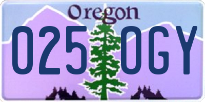 OR license plate 025OGY