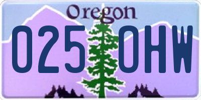 OR license plate 025OHW