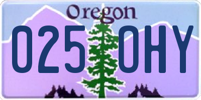 OR license plate 025OHY