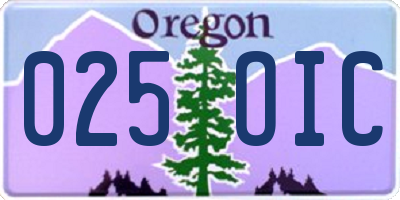OR license plate 025OIC