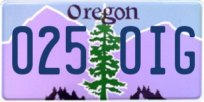 OR license plate 025OIG