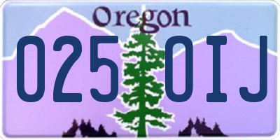 OR license plate 025OIJ