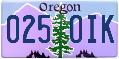 OR license plate 025OIK