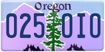 OR license plate 025OIO