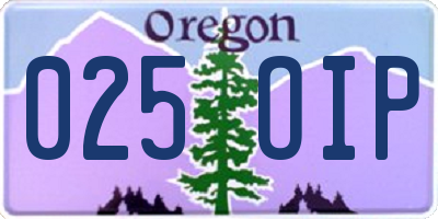 OR license plate 025OIP