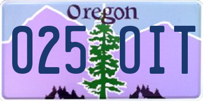 OR license plate 025OIT
