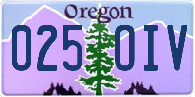 OR license plate 025OIV