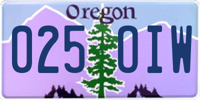 OR license plate 025OIW