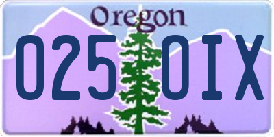 OR license plate 025OIX