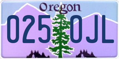 OR license plate 025OJL
