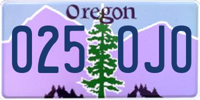 OR license plate 025OJO