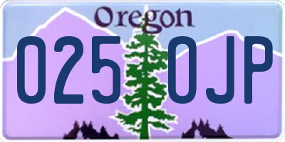 OR license plate 025OJP