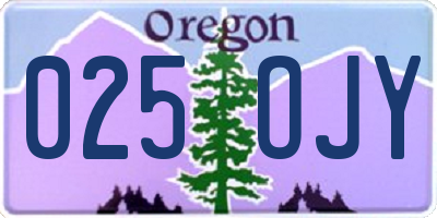 OR license plate 025OJY