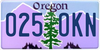 OR license plate 025OKN