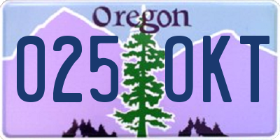 OR license plate 025OKT