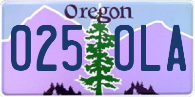 OR license plate 025OLA