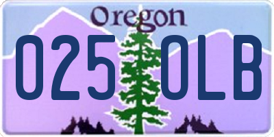 OR license plate 025OLB