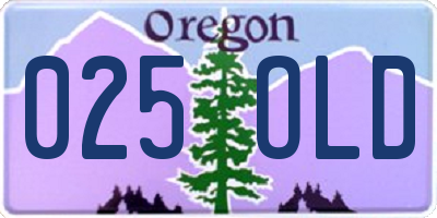OR license plate 025OLD