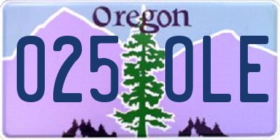 OR license plate 025OLE