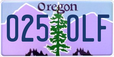 OR license plate 025OLF