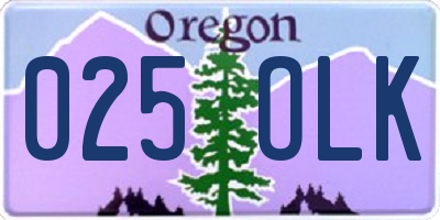 OR license plate 025OLK