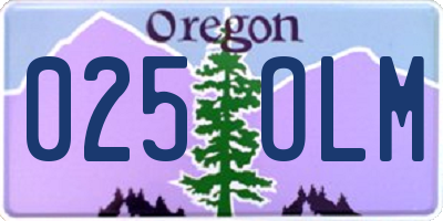 OR license plate 025OLM
