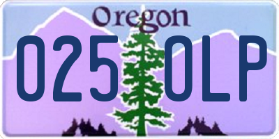 OR license plate 025OLP