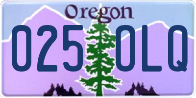OR license plate 025OLQ
