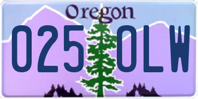 OR license plate 025OLW