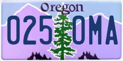 OR license plate 025OMA
