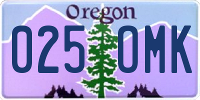 OR license plate 025OMK