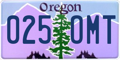 OR license plate 025OMT