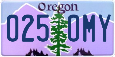 OR license plate 025OMY