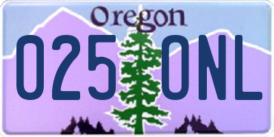 OR license plate 025ONL