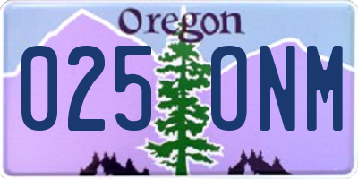 OR license plate 025ONM