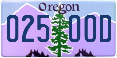 OR license plate 025OOD