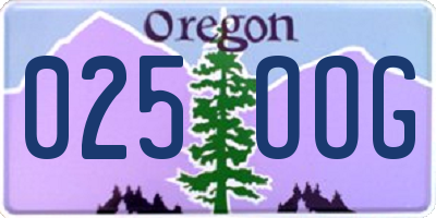 OR license plate 025OOG