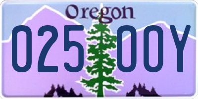 OR license plate 025OOY