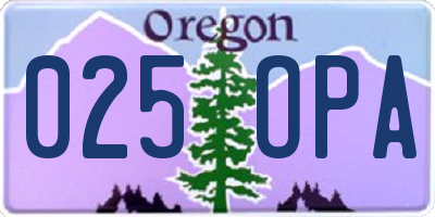 OR license plate 025OPA