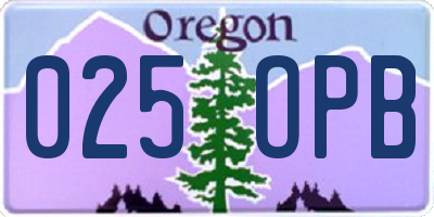 OR license plate 025OPB