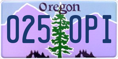 OR license plate 025OPI