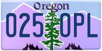OR license plate 025OPL