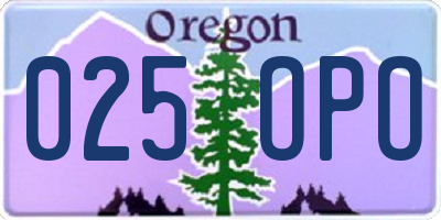 OR license plate 025OPO