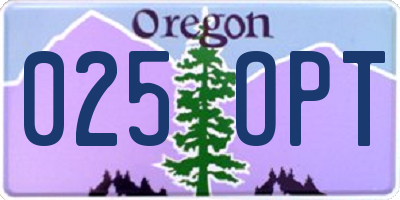 OR license plate 025OPT