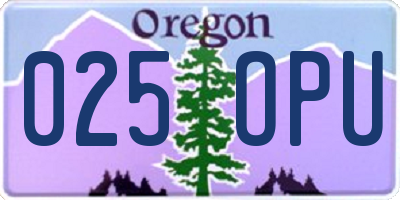 OR license plate 025OPU