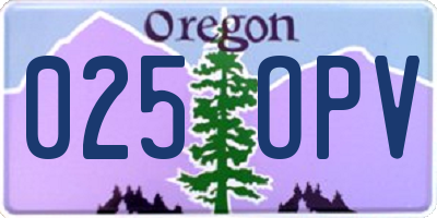 OR license plate 025OPV