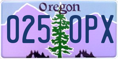 OR license plate 025OPX