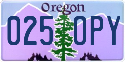 OR license plate 025OPY