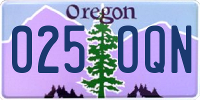 OR license plate 025OQN